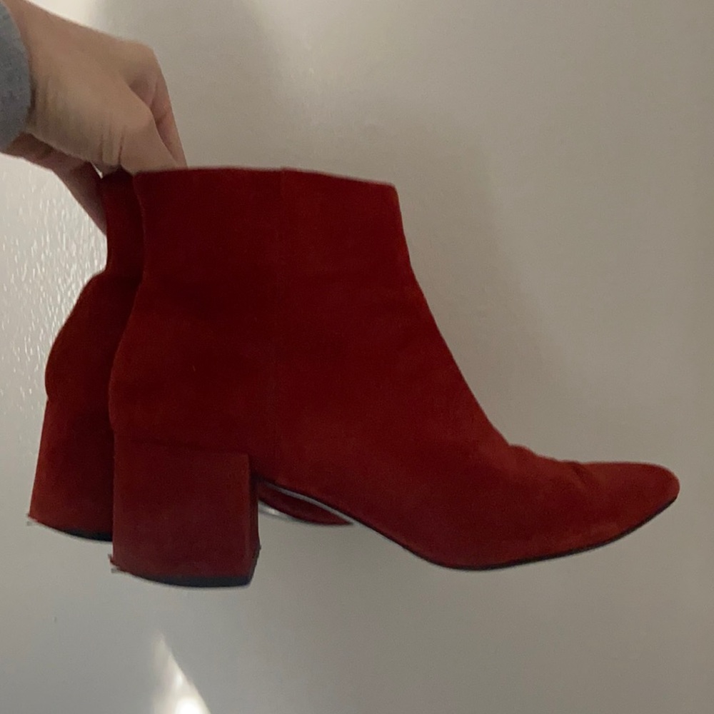 &other stories suede red boots eu38
